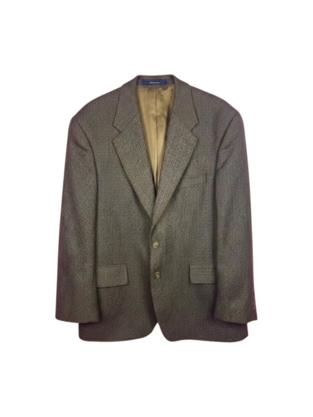 Chaps Ralph Lauren Vintage Houndstooth Tweed Sport Coat Wool Brown Men's 46R - Picture 1 of 13